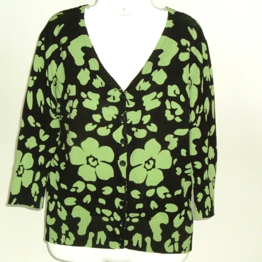 ECI New York Womens Medium Green Black Floral
